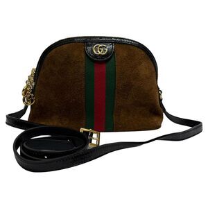 Gucci Vintage Web Ophidia Small Shoulder Bag in Brown Suede